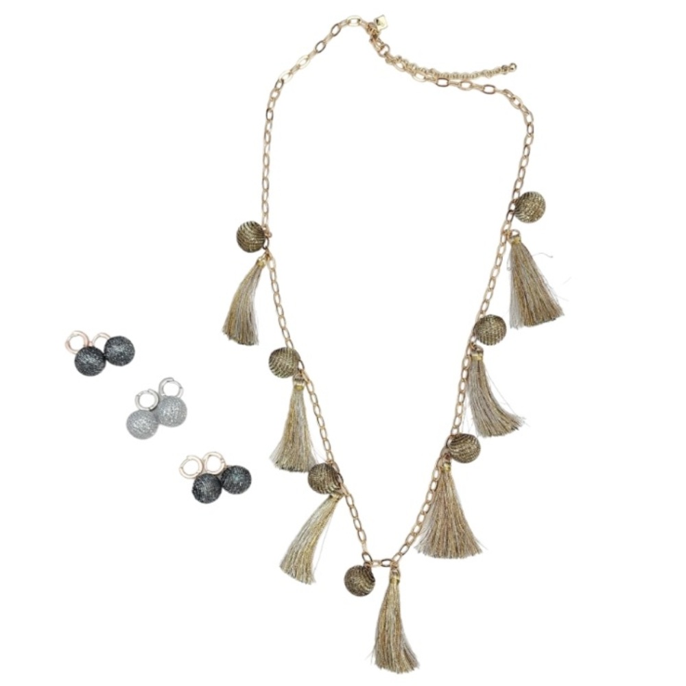Rebecca Minkoff NWOT Silver And Gold Tassel Chain Goddess Necklace - Picture 2 of 16